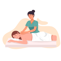 Shoulder massage illustrator icon.